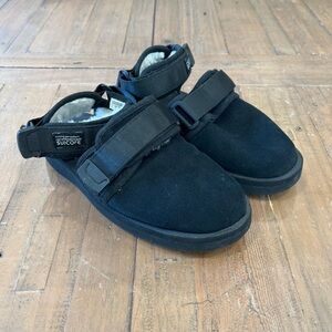 Suicoke NOTS-VM BLACK SHERLING LINED SANDALS SIZE US 5/ EU 36 Unisex Adjustable